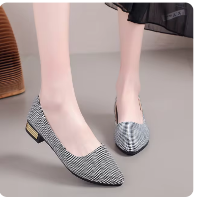 Plus Size 35-42 Woman Flats Plaid Slip on Shoes