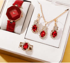 5pcs Set Watches Set Luxury Rhinestone Women Fashion Elegant Wristwatch