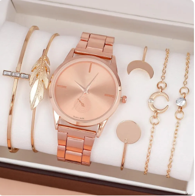 Women Watch Set Luxury Silver Dress Quartz Watch Bracelet