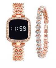 Women Digital Watch Set FREE Bracelet Square LED Ladies Watch